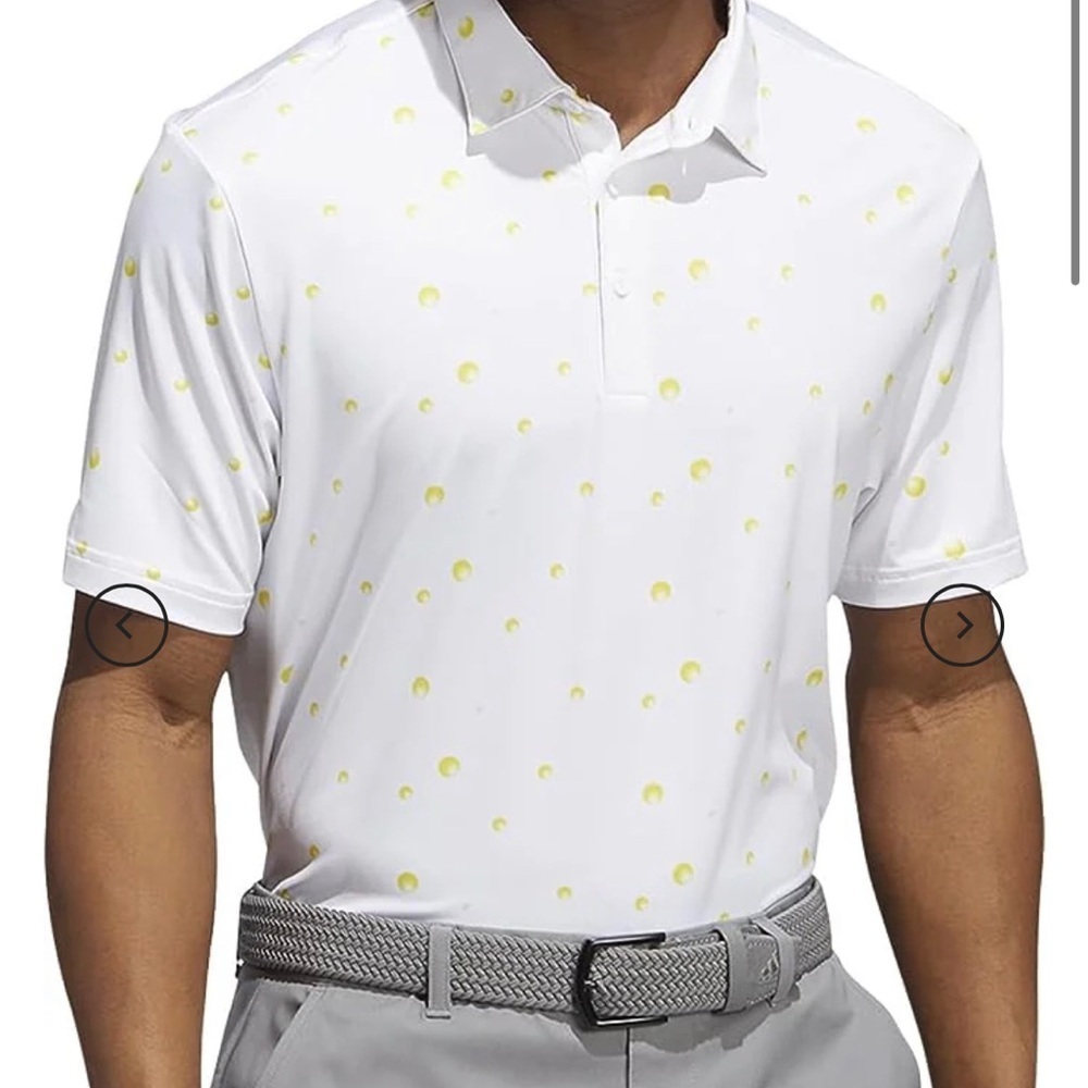 Adidas Men's White with Yellow Golf Balls Polo Shirt Size 2XL